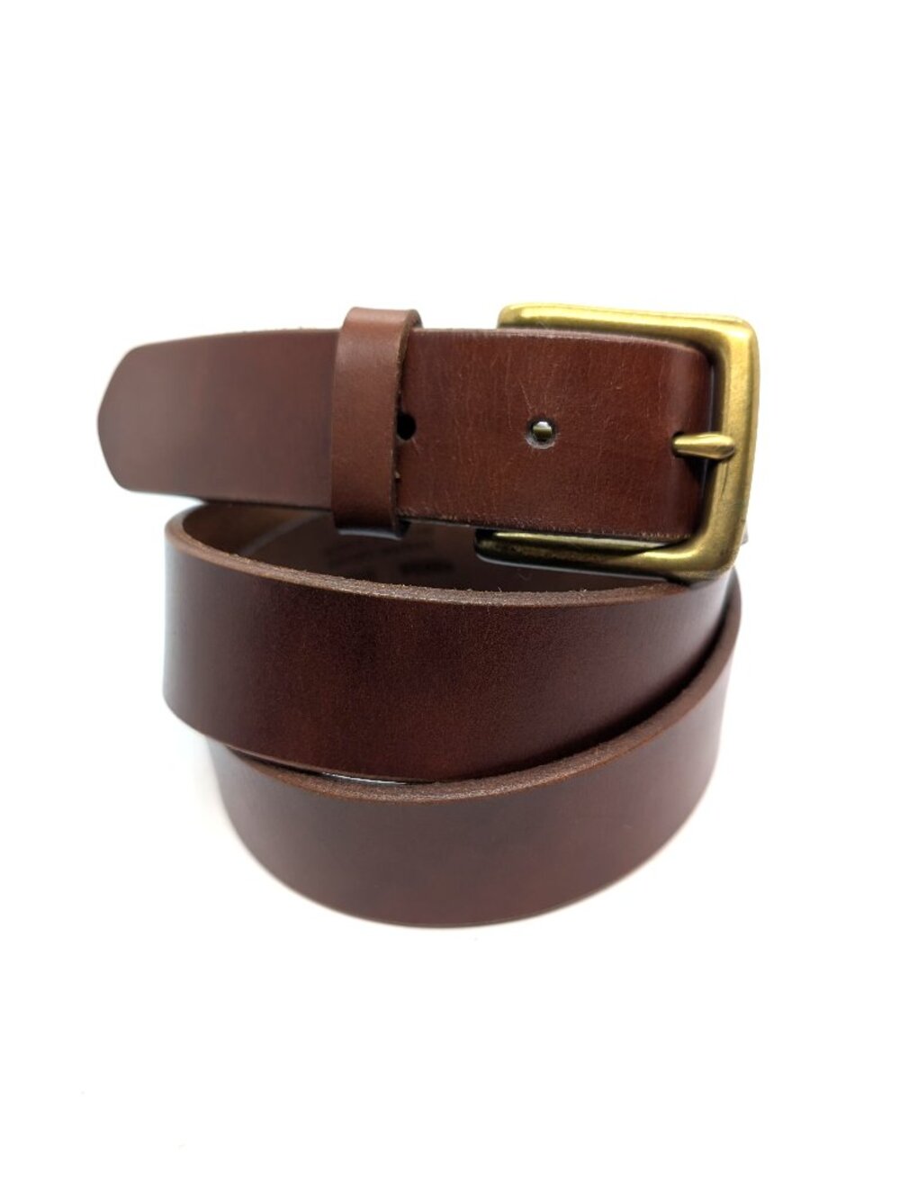 India Brown Smooth Leather Belt Mens Size 42 Brass Buckle Classic Casual Western